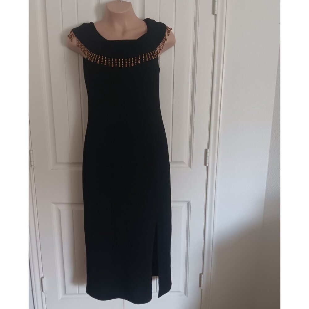 Scarlett Black Beaded Sleeveless Long Dress Size 16
